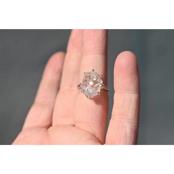 Raw Diamond Engagement Ring Rough Diamond Jewelry Natural - Picture 4 of 8